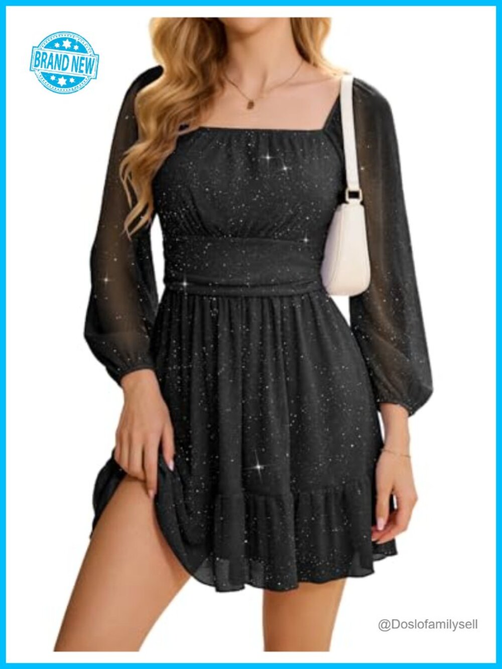 Sparkly Long Sleeve A-Line Cocktail Homecoming Dress Ruched Waist